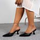 Point Toe Flare Heels Sandals - MegaSuperStar