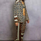 POL Leopard Printed Woven Wide Leg Drawstring Pants