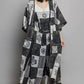 POL Open Front Longline Cardigan in Printed Patchwork Design - MegaSuperStar