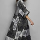 POL Open Front Longline Cardigan in Printed Patchwork Design - MegaSuperStar