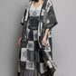 POL Open Front Longline Cardigan in Printed Patchwork Design - MegaSuperStar