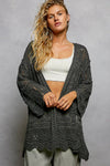 POL Openwork Lightweight Open Front Cardigan with Scalloped Edge thumbnail