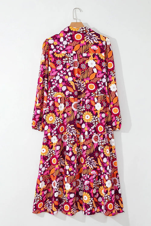 Customer styling 👗 Printed Midi Dress - Johnny Collar Long Sleeve Style 👗