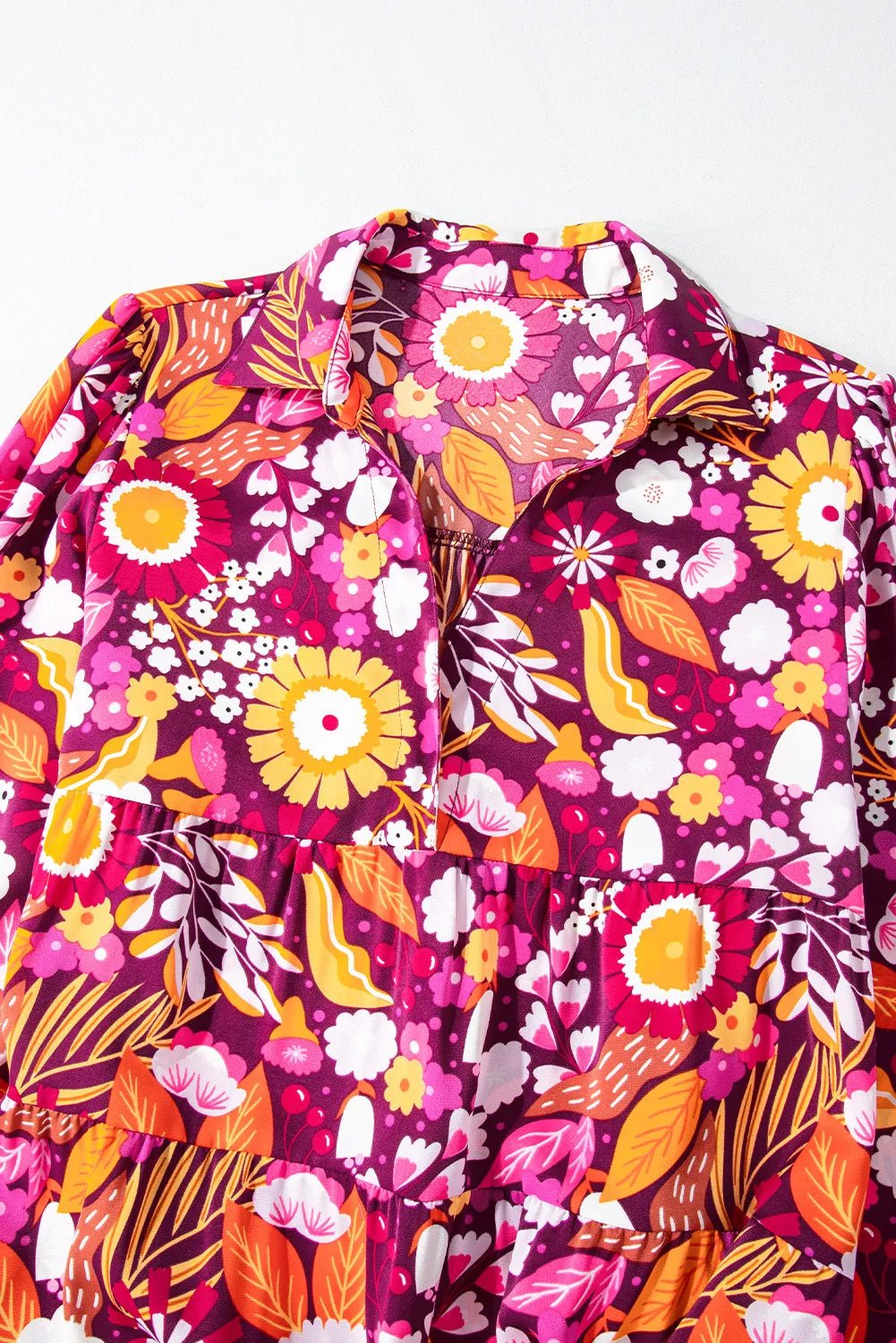 👗 Printed Midi Dress - Johnny Collar Long Sleeve Style 👗 - MegaSuperStar