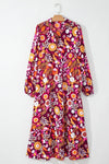👗 Printed Midi Dress - Johnny Collar Long Sleeve Style 👗 thumbnail