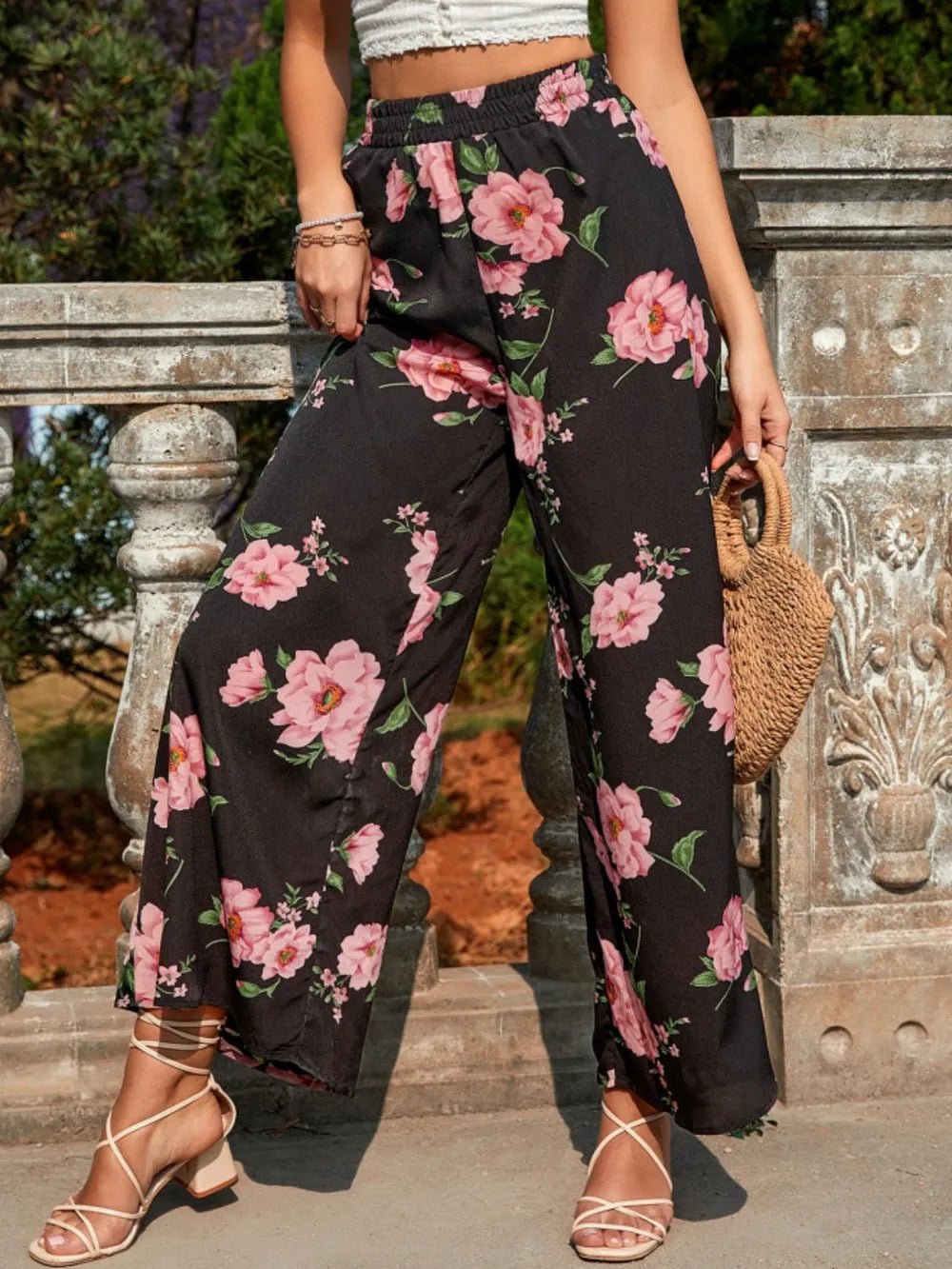 💖 Printed Wide Leg Pants with Elastic Waist for Ultimate Comfort 💖 - MegaSuperStar