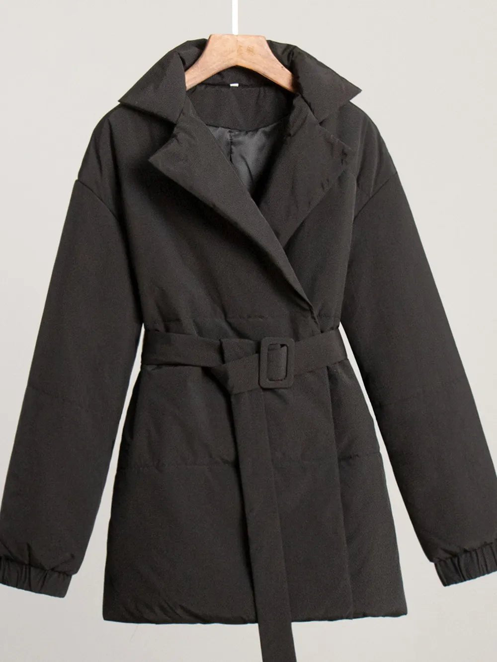 Puffer Long Sleeve Winter Coat with Belt - MegaSuperStar