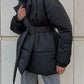 Puffer Long Sleeve Winter Coat with Belt - MegaSuperStar