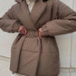 Puffer Long Sleeve Winter Coat with Belt - MegaSuperStar