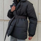 Puffer Long Sleeve Winter Coat with Belt - MegaSuperStar