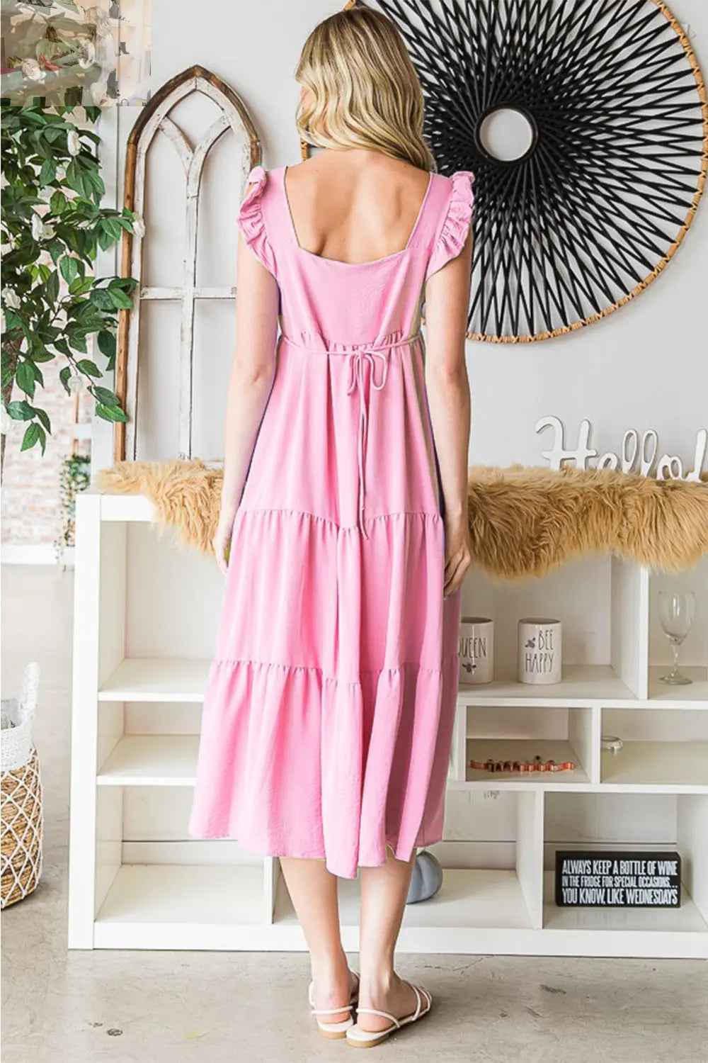 Reborn J Ruffled Midi Dress - Sleeveless Tiered Style for Effortless Elegance - MegaSuperStar