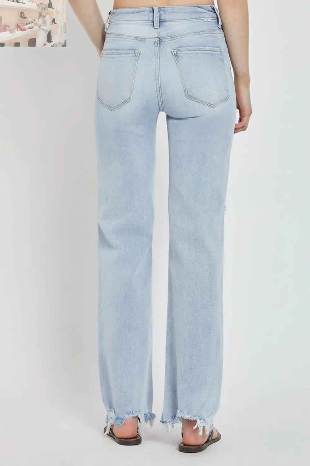 RISEN Full Size High Rise Distressed Wide Leg Jeans - MegaSuperStar