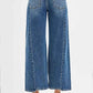 RISEN High Rise Crop Wide Leg Jeans with Step Hem - Trendy & Comfortable - MegaSuperStar