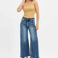 RISEN High Rise Crop Wide Leg Jeans with Step Hem - Trendy & Comfortable - MegaSuperStar