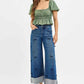 RISEN High Rise Crop Wide Leg Ribbon Detail Jeans for Effortless Style - Perfect Ribbon Detail Wide Leg Jeans - MegaSuperStar