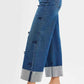 RISEN High Rise Crop Wide Leg Ribbon Detail Jeans for Effortless Style - Perfect Ribbon Detail Wide Leg Jeans - MegaSuperStar