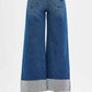 RISEN High Rise Crop Wide Leg Ribbon Detail Jeans for Effortless Style - Perfect Ribbon Detail Wide Leg Jeans - MegaSuperStar