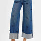 RISEN High Rise Crop Wide Leg Ribbon Detail Jeans for Effortless Style - Perfect Ribbon Detail Wide Leg Jeans - MegaSuperStar