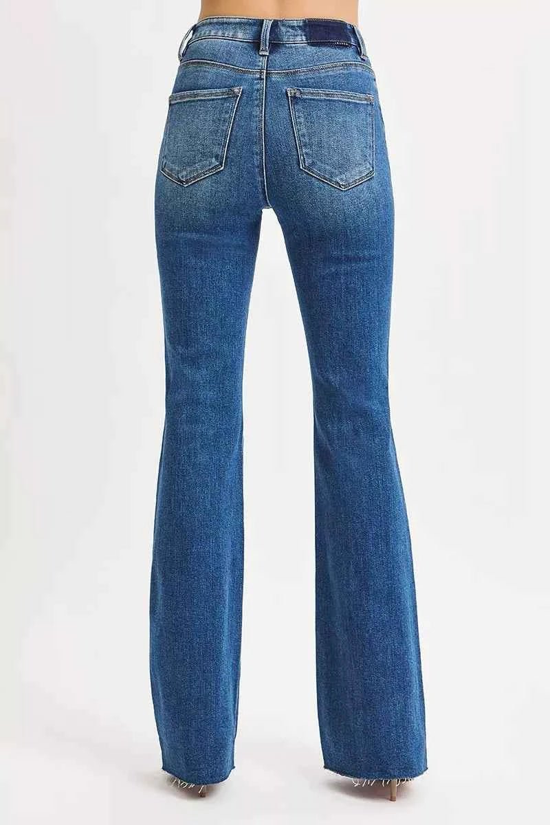 RISEN High Rise Flare Jeans for Effortless Style and Comfort - MegaSuperStar