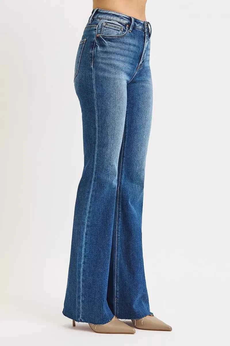 RISEN High Rise Flare Jeans for Effortless Style and Comfort - MegaSuperStar