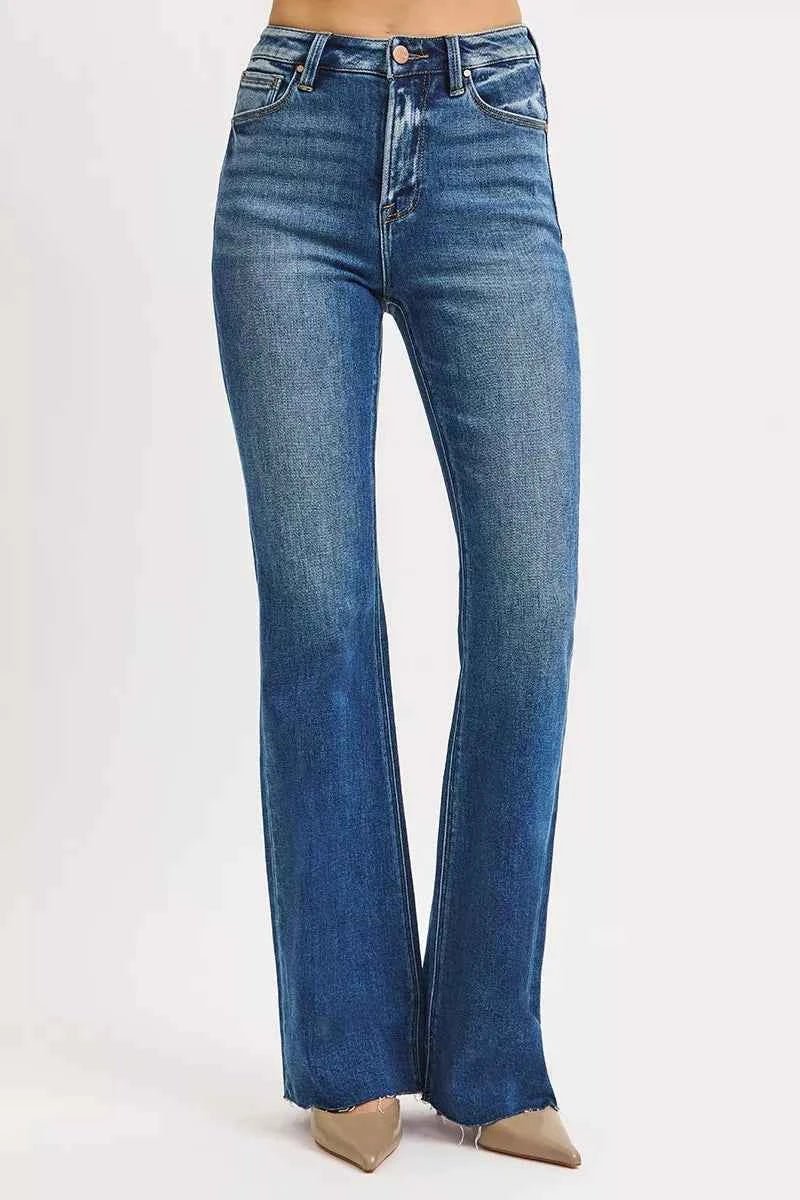 RISEN High Rise Flare Jeans for Effortless Style and Comfort - MegaSuperStar