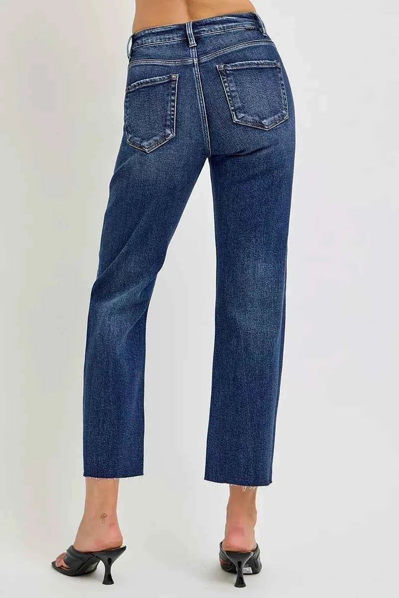 RISEN High Rise Slim Barrel Jeans for Trendy Comfort and Style - MegaSuperStar