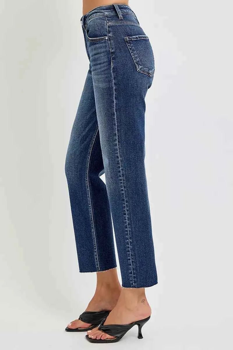 RISEN High Rise Slim Barrel Jeans for Trendy Comfort and Style - MegaSuperStar
