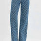 RISEN High Rise Wide Leg Bow Embroidered Jeans - Fashionable and Comfortable High Rise Wide Leg Jeans - MegaSuperStar