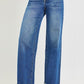 RISEN High Rise Wide Leg Jeans With Cuffed Hem - MegaSuperStar
