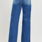 RISEN High Rise Wide Leg Jeans With Cuffed Hem - MegaSuperStar