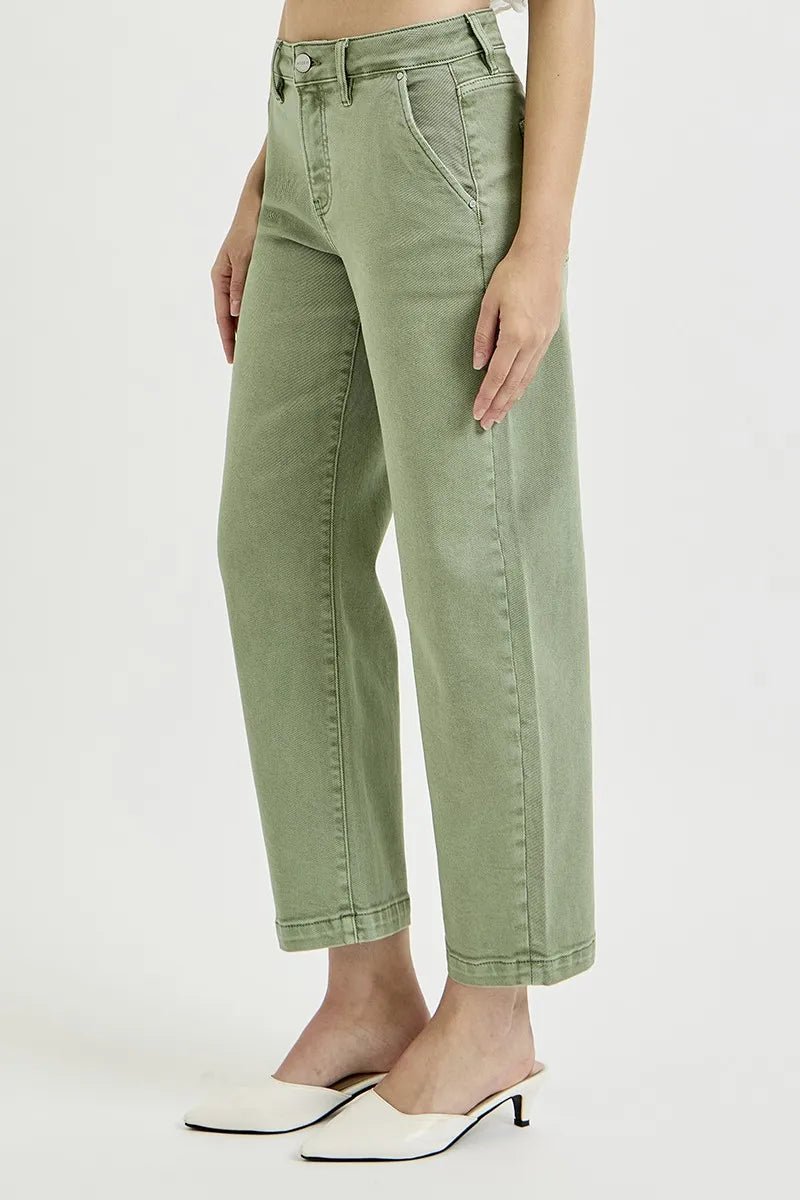 RISEN Plus Size Tummy Control Jeans - High Rise Crop Barrel Style for Ultimate Comfort - MegaSuperStar