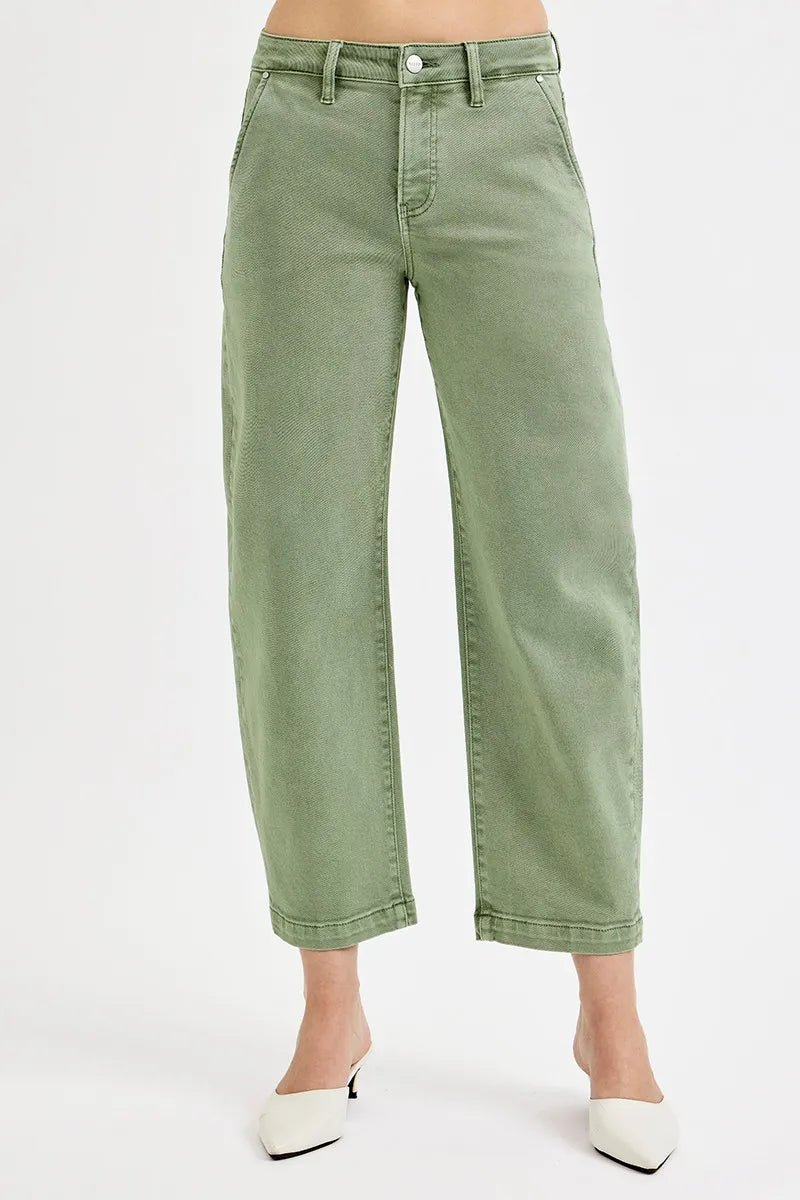RISEN Plus Size Tummy Control Jeans - High Rise Crop Barrel Style for Ultimate Comfort - MegaSuperStar