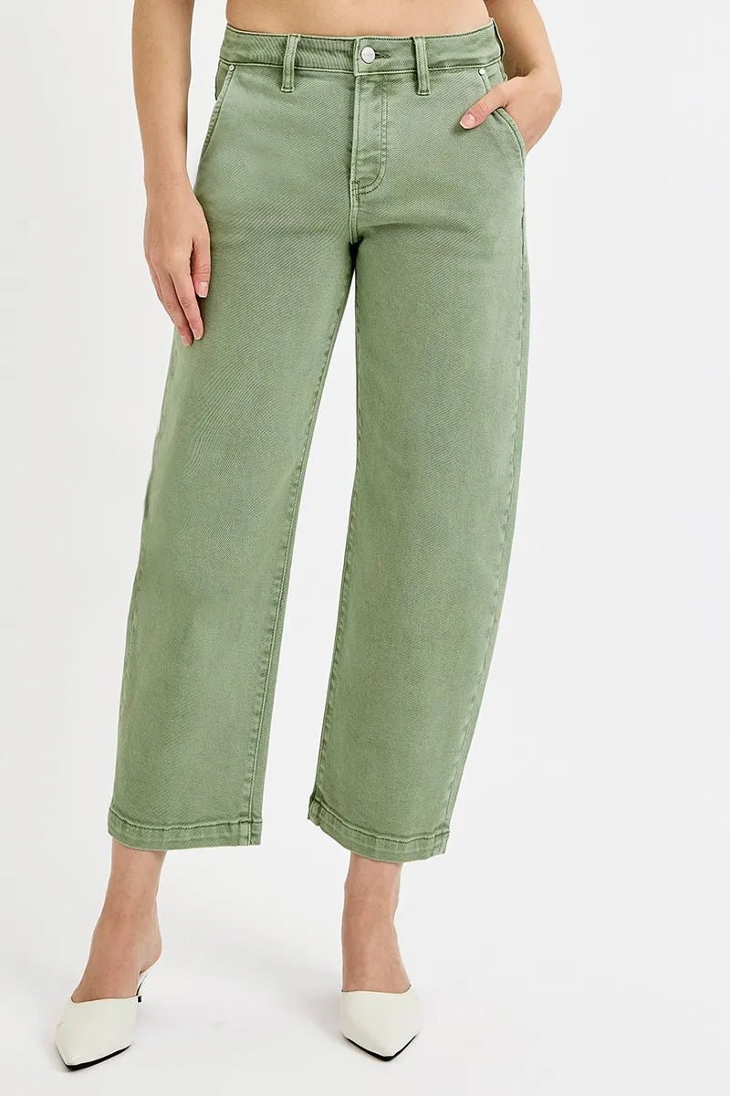 RISEN Plus Size Tummy Control Jeans - High Rise Crop Barrel Style for Ultimate Comfort - MegaSuperStar