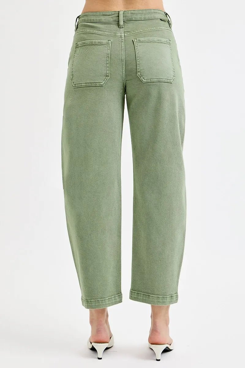 RISEN Plus Size Tummy Control Jeans - High Rise Crop Barrel Style for Ultimate Comfort - MegaSuperStar