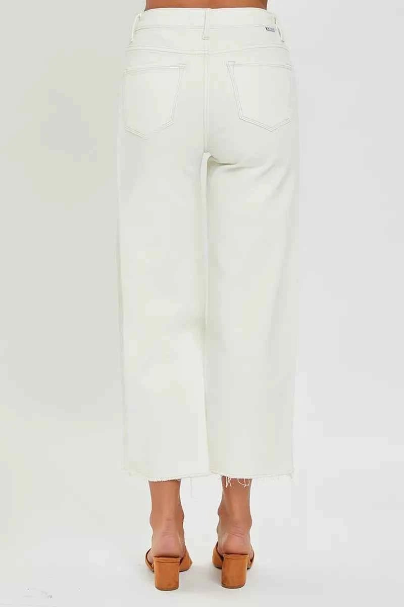RISEN Tummy Control Wide Jeans - High Rise Crop Fit - MegaSuperStar