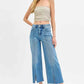RISEN Tummy Control Wide Leg Jeans with Mid Rise and Front Slit - MegaSuperStar
