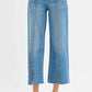 RISEN Tummy Control Wide Leg Jeans with Mid Rise and Front Slit - MegaSuperStar