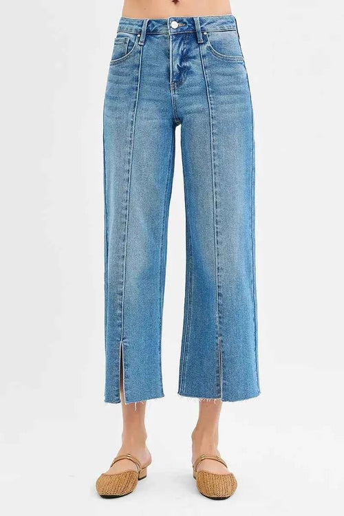 Customer styling 💕 RISEN Tummy Control Wide Leg Jeans with Mid Rise and Front Slit 💕