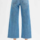 RISEN Tummy Control Wide Leg Jeans with Mid Rise and Front Slit - MegaSuperStar