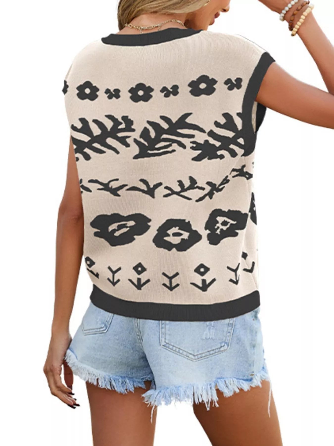 Round Neck Cap Sleeve Knit Top - MegaSuperStar