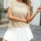 Round Neck Waffle Knit Top - MegaSuperStar
