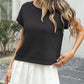 Round Neck Waffle Knit Top - MegaSuperStar