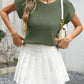 Round Neck Waffle Knit Top - MegaSuperStar
