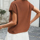 Round Neck Waffle Knit Top - MegaSuperStar