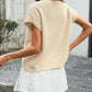 Round Neck Waffle Knit Top - MegaSuperStar