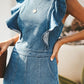 Ruffled Sleeveless Denim Jumpsuit - MegaSuperStar