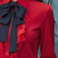 Ruffled Tie Front Blouse for Chic Style and Comfort - MegaSuperStar