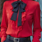 Ruffled Tie Front Blouse for Chic Style and Comfort - MegaSuperStar