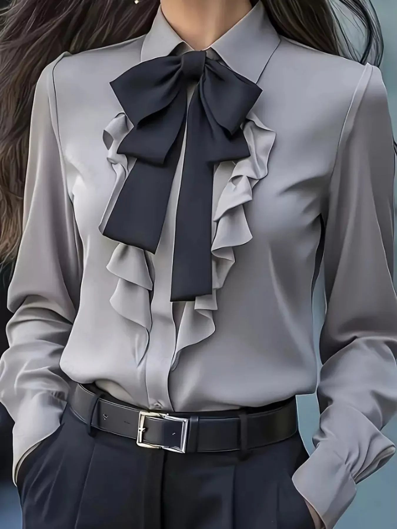 Ruffled Tie Front Blouse for Chic Style and Comfort - MegaSuperStar