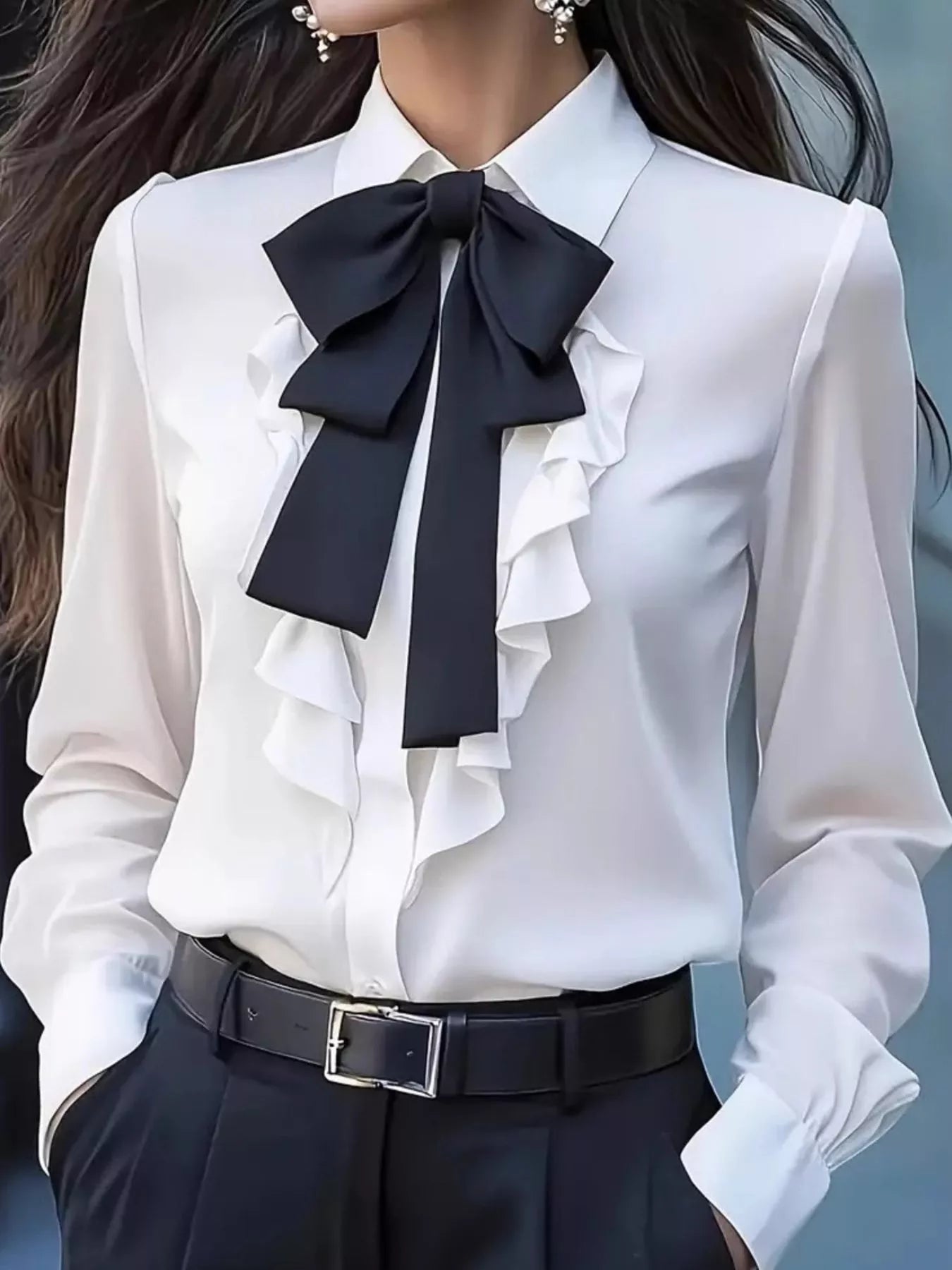 Ruffled Tie Front Blouse for Chic Style and Comfort - MegaSuperStar